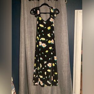 LOFT | Floral Ruffle Strap Midi Dress | size 8